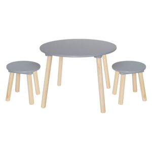 Detský drevený stôl so stoličkami- sivý