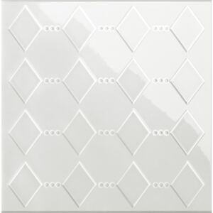 Obklad biely lesklý, 3D vzor 26x26cm DEKORAMI KORIANDOLI