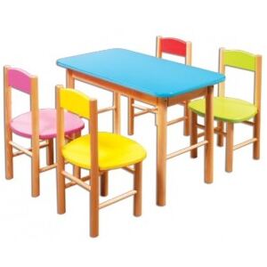 MAXMAX Detský drevený stolček z masívu - farebný