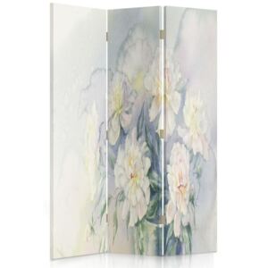 CARO Paraván - White Flowers 3 | trojdielny | jednostranný 110x150 cm