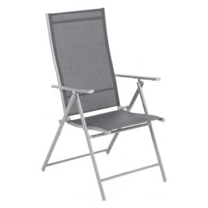 Skladacia záhradná stolička oceľ / textilen Strieborná / sivá