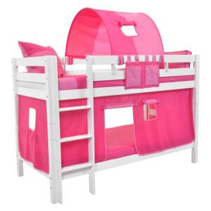 Detská poschodová posteľ s domčekom PINK - MARK 200x90cm - biela