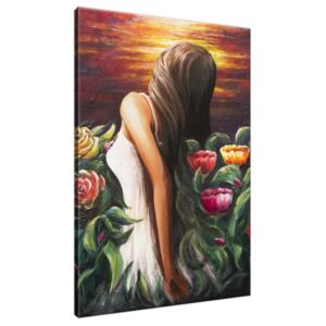 Ručne maľovaný obraz Žena medzi kvetmi 70x100cm RM4773A_1AB