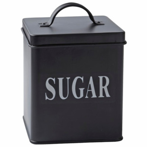 Čierna plechová dóza KJ Collection Sugar, 1,5 l