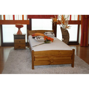 Vyvýšená posteľ ANGEL + sendvičový matrac MORAVIA + rošt, 120x200 cm, dub-lak