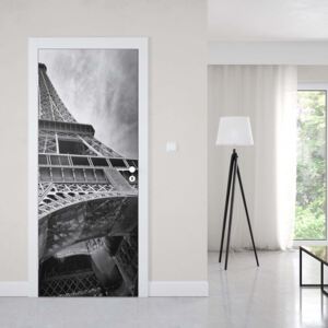 GLIX Fototapeta na dvere - Black And White Eiffel Tower Paris