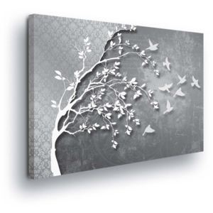 Obraz na plátne - White Tree Decoration in Gray Tones 100x75 cm