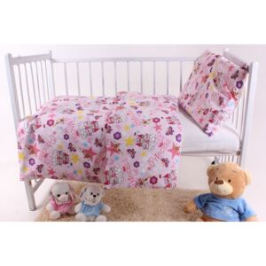 Detská posteľná súprava "PRINCESS" - ružová (130x90 cm, 45x65 cm)