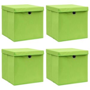 Úložné boxy s vrchnákmi 4 ks zelené 32x32x32 cm látkové