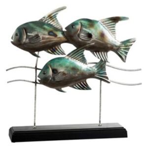 Ryby zelené na podstavci kovová dekorácia WINTER SKLADOM AKCIA