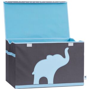 WEBHIDDENBRAND Truhlica na hračky - šedá, modrý slon - posilnená MDF materiálom