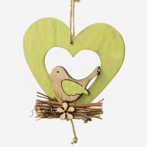 Srdce s vtáčikom drevo 11,5x11x2,5 cm