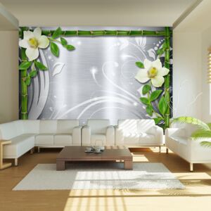 Fototapeta - Bamboo and two orchids 400x280 cm