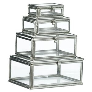 Mini sklenené krabičky Silver - set 4 ks