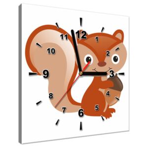Tlačený obraz s hodinami Veverička s orieškom ZP2873A_1AI