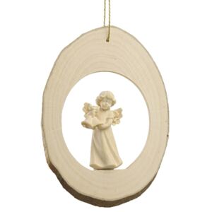 Drevený plátok s Mária anjelom a zvončekmi