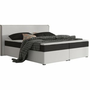 Tempo Kondela Komfortná posteľ, čierna látka/biela ekokoža, 180x200, NOVARA KOMFORT