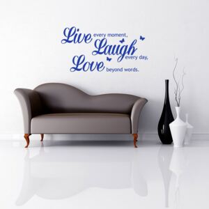 GLIX Live laugh love - samolepka na stenu Modrá 50 x 25 cm