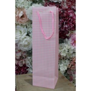 Ružová károvaná darčeková taška 36cm