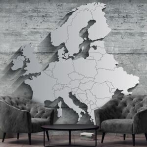 Fototapeta - Strieborná európska mapa s 3D efektom (254x184 cm)