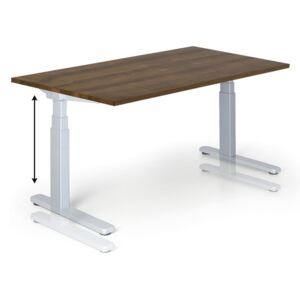 Výškovo nastaviteľný stôl, 725-1075 mm, ručný, 1600 x 800 mm, orech