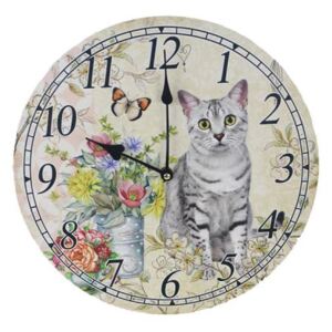 Dekoračné hodiny na stenu mačka 33 cm