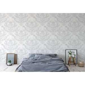 GLIX Fototapeta - Floral Pattern White And Grey Vliesová tapeta - 416x254 cm