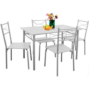 Jurhan & Co.KG Germany 5-dielna jedálenská zostava »Paul« - jedálenský stôl + 4 stoličky – zamatovo biela