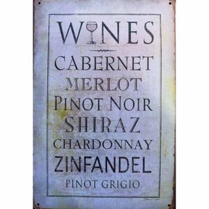 Ceduľa Wines - Víno Menu 30cm x 20cm Plechová tabuľa