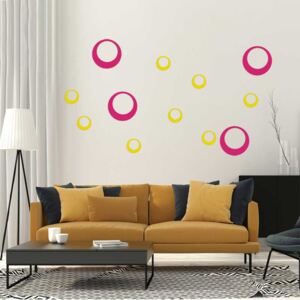 GLIX Dekorácie kruhy - samolepka na stenu Ružová a žltá 95 x 65 cm