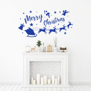 GLIX Merry Christmas Santa I. - nálepka na stenu Modrá 50 x 25 cm