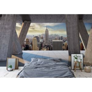 Fototapeta - New York City Skyline 3D Modern View Concrete Vliesová tapeta - 254x184 cm