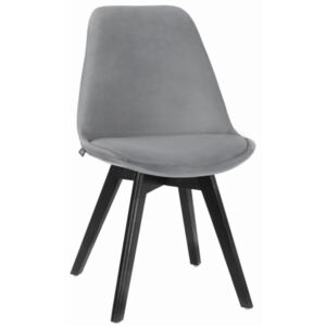 Zamatová stolička London sivá s čiernymi nohami