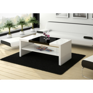 Konferenčný stolík DUO, bielo/čierny (Elegantný a jednoduchý)
