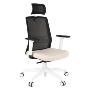 NABBI Cupra WS HD kancelárska stolička s podrúčkami krémová / čierna / biela