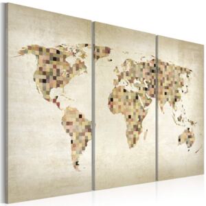 Obraz na plátne Bimago - Beige shades of the World - triptych 60x40 cm