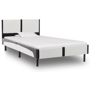 Rám postele čierno-biely umelá koža 90x200 cm