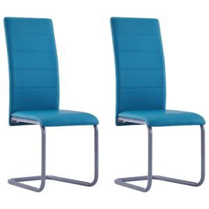 Jedálenské stoličky 2 ks modré umelá koža
