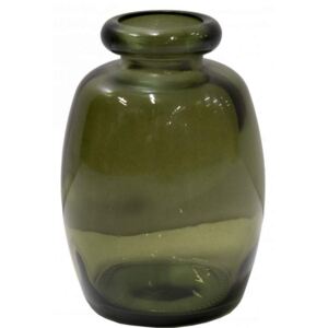 Sklenená váza tvarovaná malá - olivovo zelená