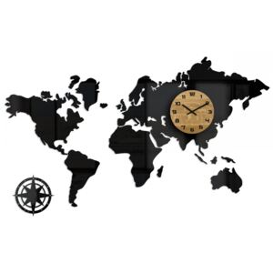 Mazur 3D nalepovacie hodiny Continents čierne
