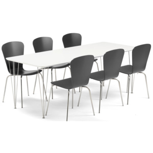 Jedálenská zostava: Stôl Zadie + 6 stoličiek Milla, čierne