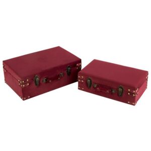 Kufrík červený zamatový 2ks set odkladací box CHERRY BERRY