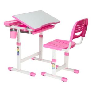 FUN DESK FUN DESK Cantare Detský písací stôl so stoličkou a regulovateľnou výškou - ružový
