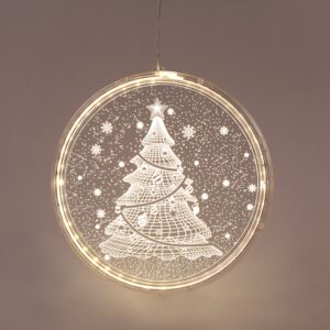 ACA DECOR 3D LED Vianočný stromček do okna, teplá biela farba, IP20, akryl