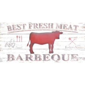Plechovo-drevený obraz "Cow - Best fresh meat", 38x80x2 (MWD15 KMG)