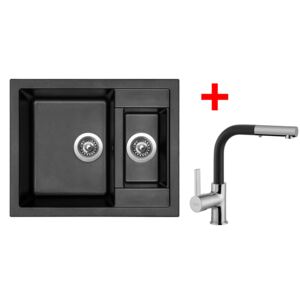 Akčný set Sinks drez CRYSTAL 615.1 + batéria ENIGMA S Metalblack