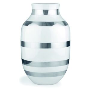 Biela kameninová váza s detailmi v striebornej farbe Kähler Design Omaggio, výška 30,5 cm