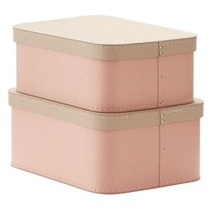 Obdĺžikové úložné boxy Minimalistic 2ks - ružové