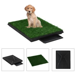 Domáca toaleta pre psy s podnosom a umelou trávou zelená 63x50x7 cm