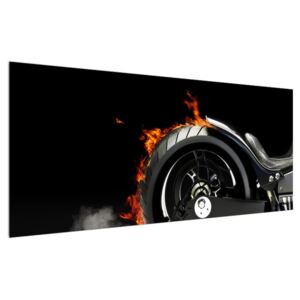 Obraz bicykla v ohni (120x50 cm)